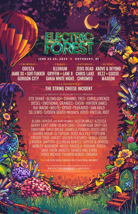 Electric forest 2023 - Electric Forest 2023. Arrival & Parking. The Campgrounds. RV Camping. Good Life, Back 40 & Lodging. Festival Site Features. ... Does Electric Forest have a phone number? 